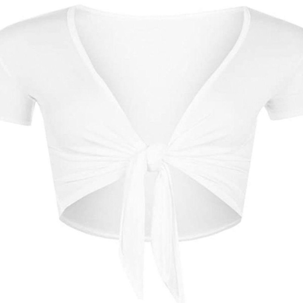 Small/Medium White Crop Tie Top